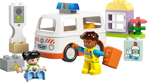 LEGO DUPLO Ambulance & Driver - Toddler Learning Toy for 2+ Year Old Boys & Girls - incl. a Car, Small House, 2 Figures & First Aid Bricks - 10447 - Zaja Sales Ltd