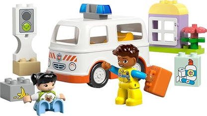 LEGO DUPLO Ambulance & Driver - Toddler Learning Toy for 2+ Year Old Boys & Girls - incl. a Car, Small House, 2 Figures & First Aid Bricks - 10447 - Zaja Sales Ltd