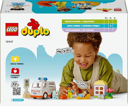 LEGO DUPLO Ambulance & Driver - Toddler Learning Toy for 2+ Year Old Boys & Girls - incl. a Car, Small House, 2 Figures & First Aid Bricks - 10447 - Zaja Sales Ltd