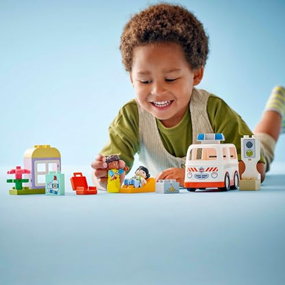 LEGO DUPLO Ambulance & Driver - Toddler Learning Toy for 2+ Year Old Boys & Girls - incl. a Car, Small House, 2 Figures & First Aid Bricks - 10447 - Zaja Sales Ltd