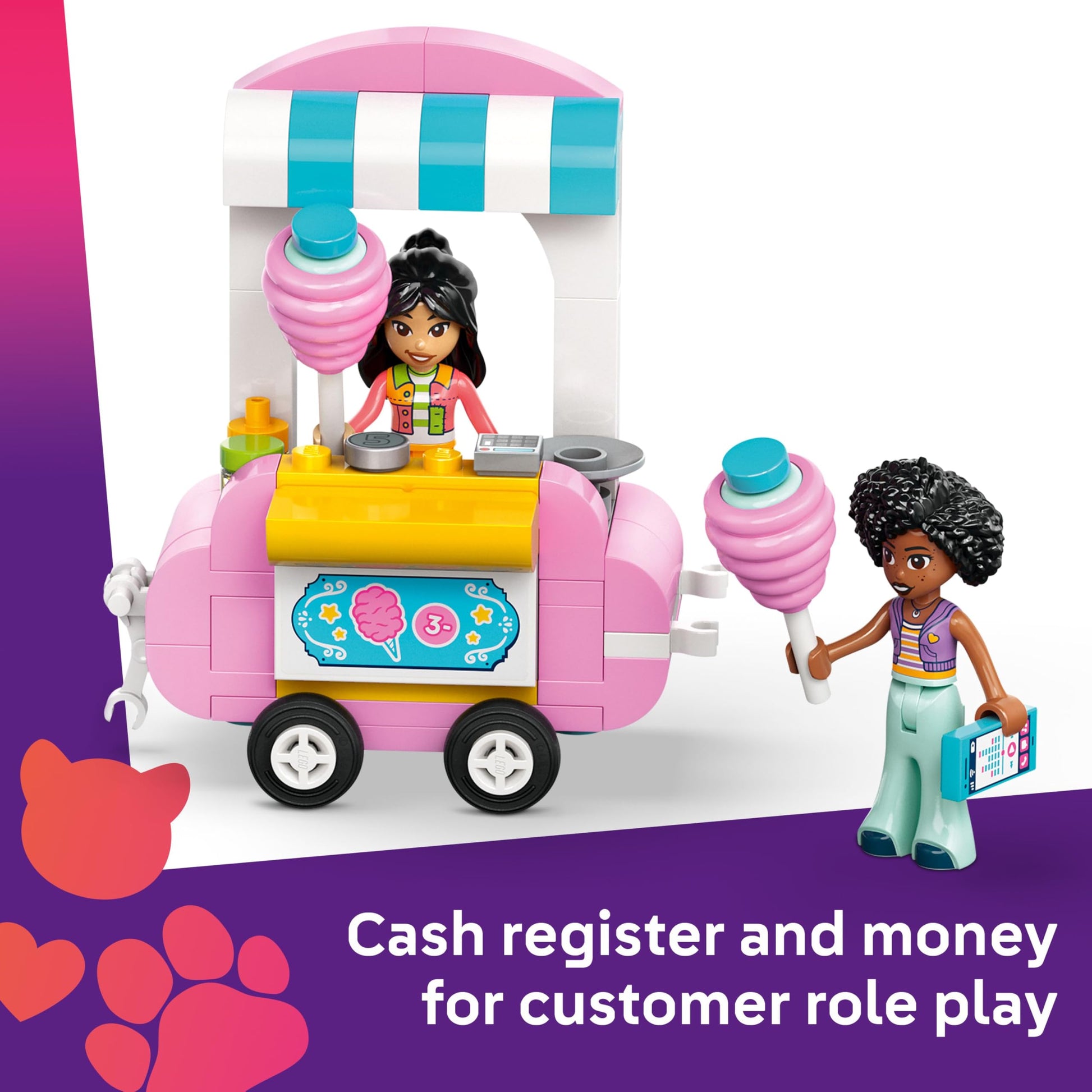 LEGO Friends Candyfloss Stand and Scooter Toy, Kids’ Creative Building Set with 2 Character Mini Dolls, Wheelable Food Cart and Accessories, Gift for 6 Plus Year Old Girls 42643 - Zaja Sales Ltd
