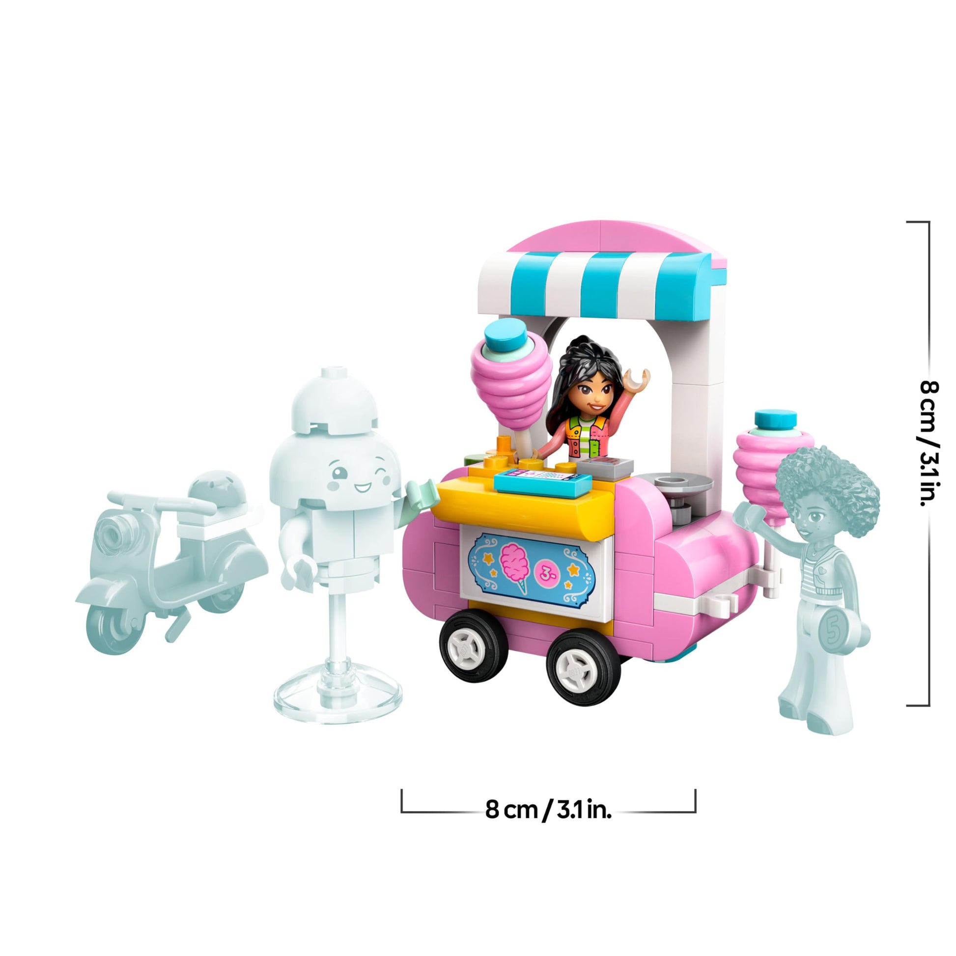 LEGO Friends Candyfloss Stand and Scooter Toy, Kids’ Creative Building Set with 2 Character Mini Dolls, Wheelable Food Cart and Accessories, Gift for 6 Plus Year Old Girls 42643 - Zaja Sales Ltd