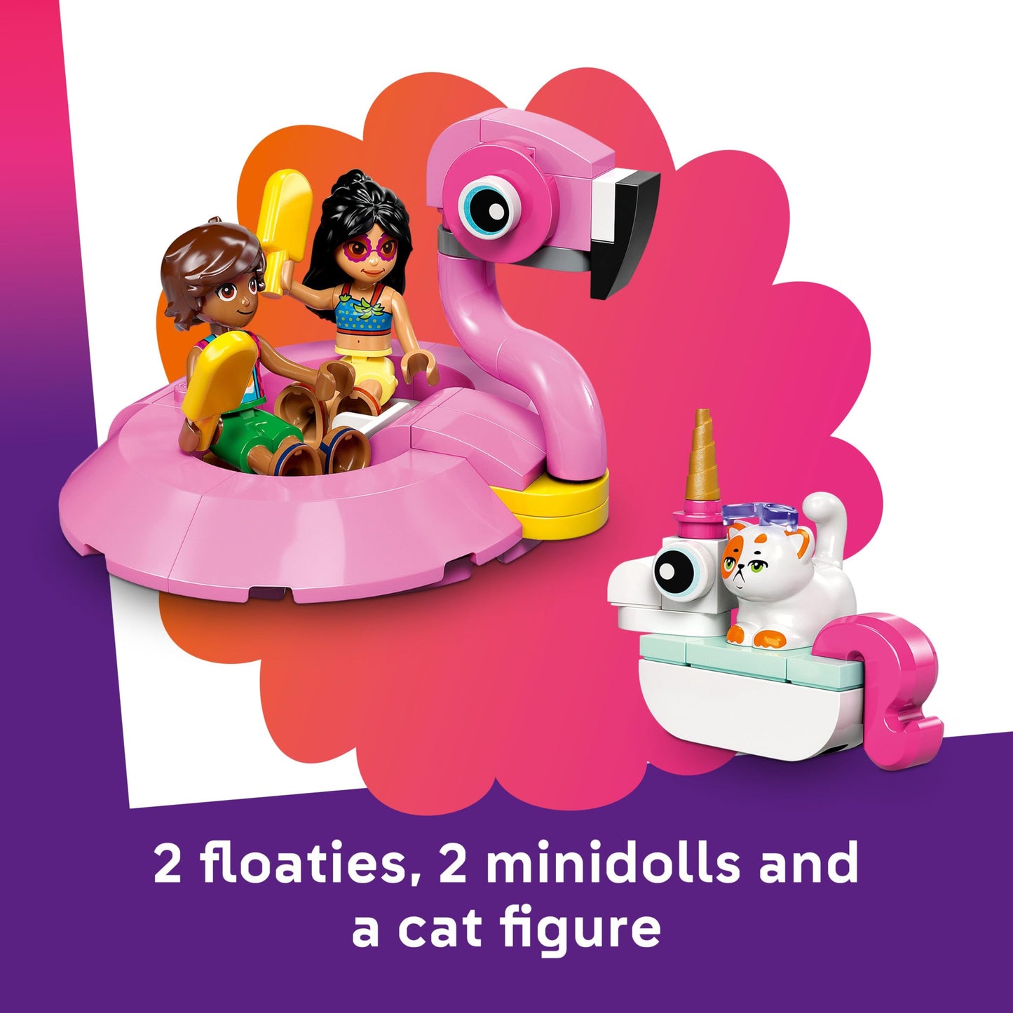 LEGO Friends Unicorn & Flamingo Pool Party Toy with Animal 'Floaties', 2 Mini Dolls, Churro the Cat & Accessories incl. a DJ Booth & Sunbeds - Creative Gift for 5+ Year Old girls - 42658 - Zaja Sales Ltd