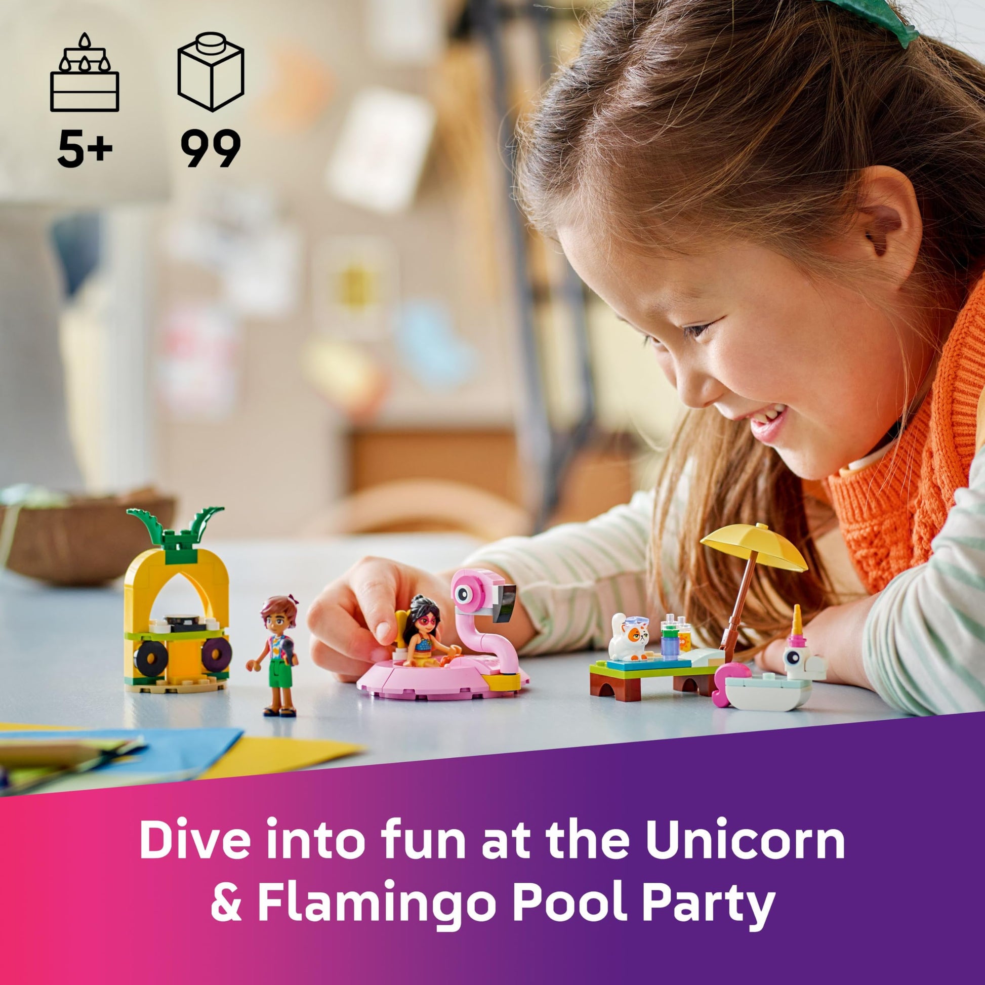 LEGO Friends Unicorn & Flamingo Pool Party Toy with Animal 'Floaties', 2 Mini Dolls, Churro the Cat & Accessories incl. a DJ Booth & Sunbeds - Creative Gift for 5+ Year Old girls - 42658 - Zaja Sales Ltd
