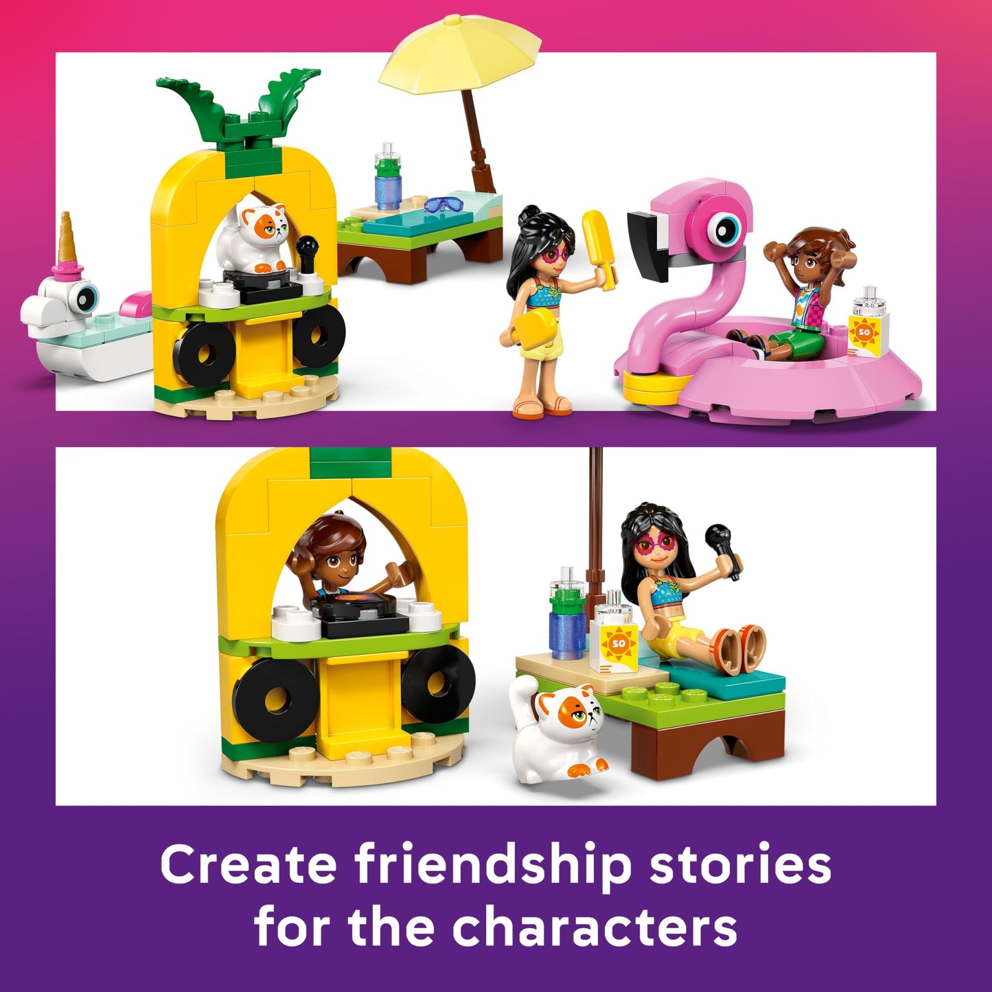 LEGO Friends Unicorn & Flamingo Pool Party Toy with Animal 'Floaties', 2 Mini Dolls, Churro the Cat & Accessories incl. a DJ Booth & Sunbeds - Creative Gift for 5+ Year Old girls - 42658 - Zaja Sales Ltd