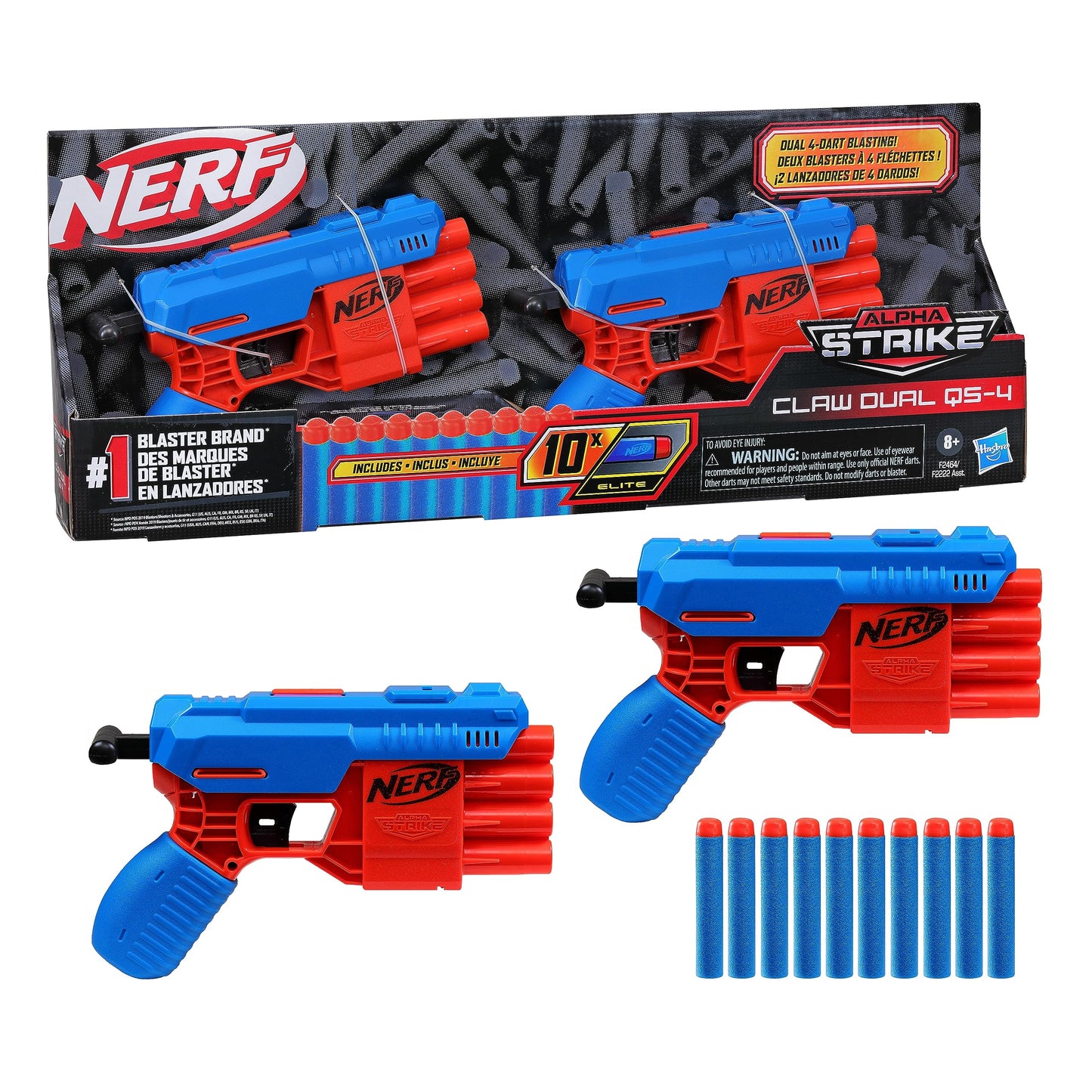 Nerf Alpha Strike Claw Blaster Set - Includes 2 Blasters and 10 Official Nerf Elite Darts - Each Blaster Fires 4 Darts in a Row - Zaja Sales Ltd