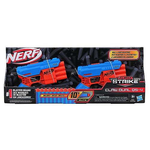 Nerf Alpha Strike Claw Blaster Set - Includes 2 Blasters and 10 Official Nerf Elite Darts - Each Blaster Fires 4 Darts in a Row - Zaja Sales Ltd