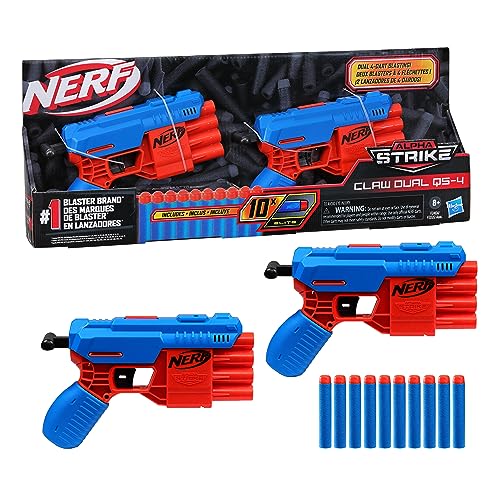Nerf Alpha Strike Claw Blaster Set - Includes 2 Blasters and 10 Official Nerf Elite Darts - Each Blaster Fires 4 Darts in a Row - Zaja Sales Ltd