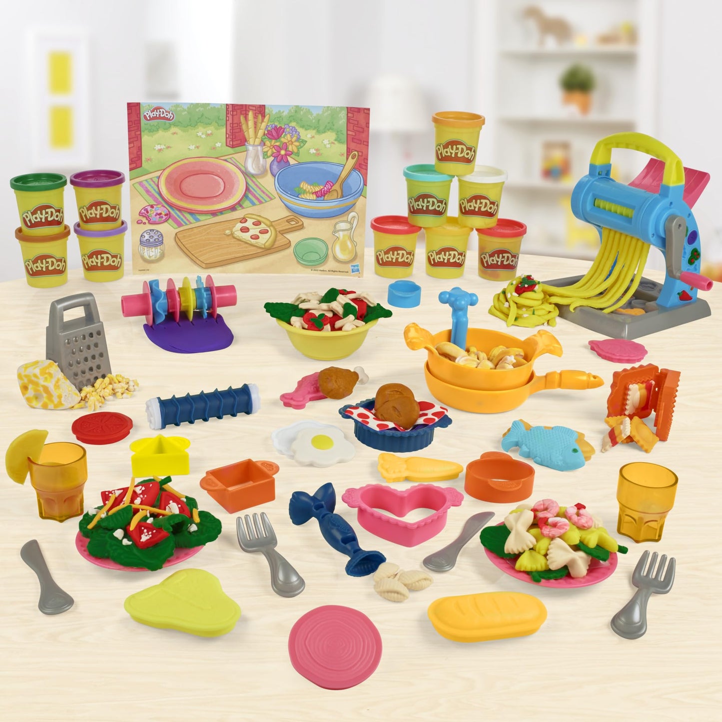 Play - Doh Pasta Dinner Playset, Kitchen Toy with 35+ Accessories, Ages 3+, Includes Pasta Maker, Play Mat & 10 Colors of Play - Doh - Zaja Sales Ltd