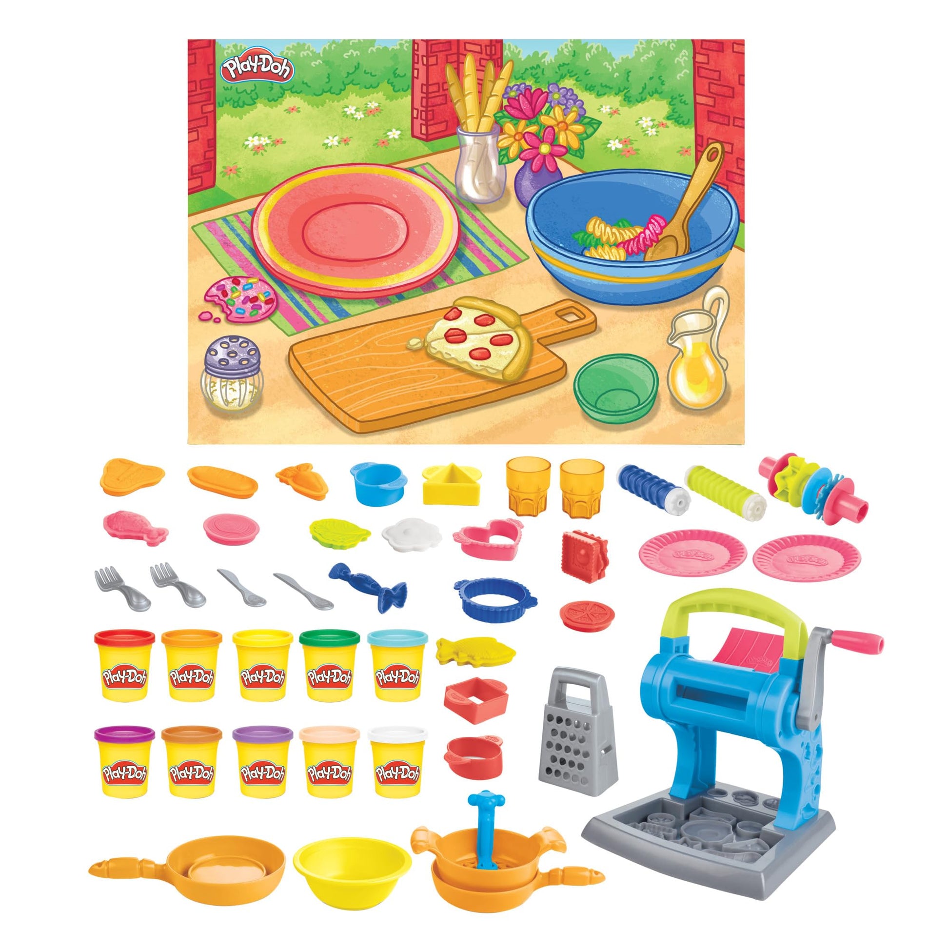 Play - Doh Pasta Dinner Playset, Kitchen Toy with 35+ Accessories, Ages 3+, Includes Pasta Maker, Play Mat & 10 Colors of Play - Doh - Zaja Sales Ltd