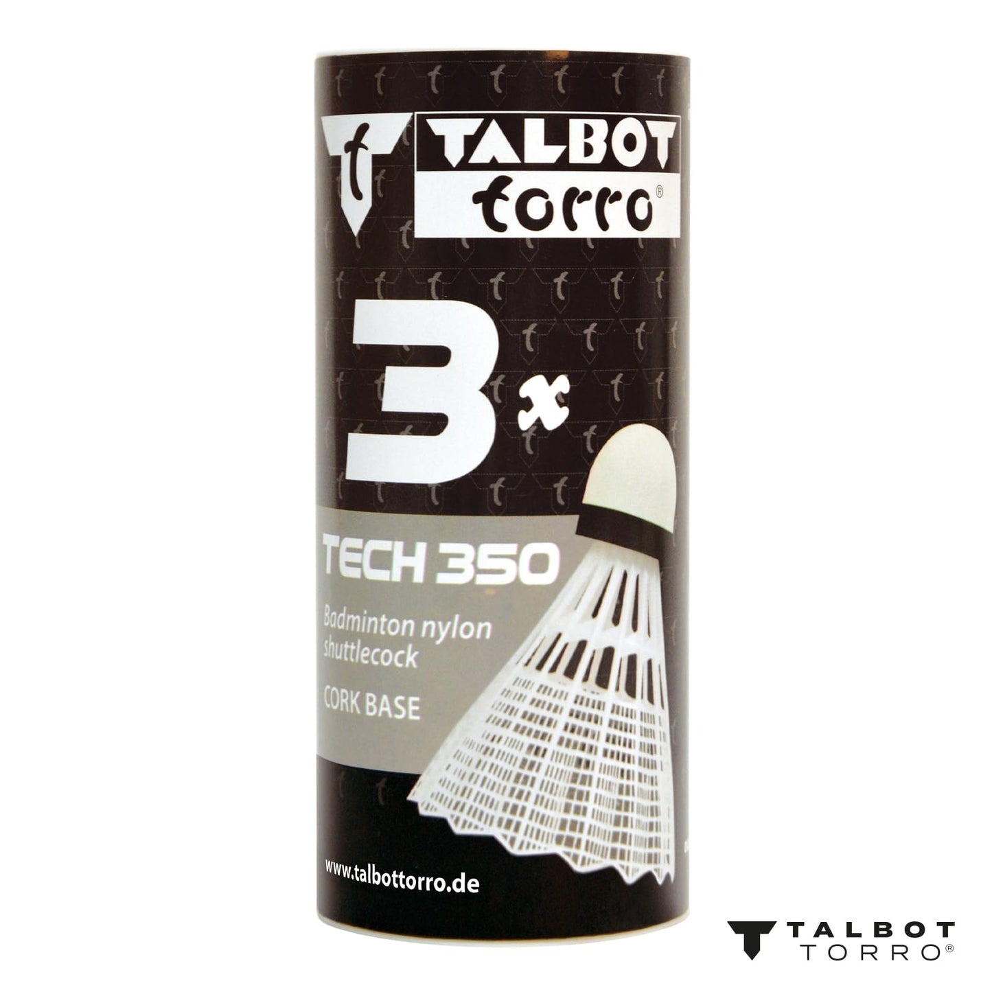Talbot - Torro Badminton Shuttlecocks Tech 350, 3 Pack, Nylon, White - Zaja Sales Ltd