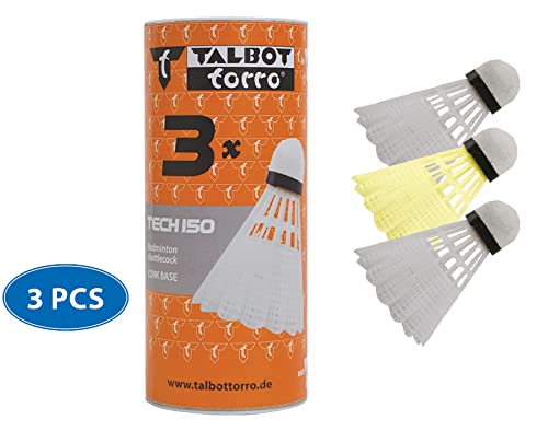 Talbot Torro White/Yellow Tech 150 Synthetic Shuttlecock 3 Pack - Zaja Sales Ltd