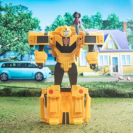 Transformers Toys EarthSpark Spin Changer Bumblebee Action - Figure (20 cm) with Mo Malto Figure (5 cm), for ages 6 and up. - Zaja Sales Ltd